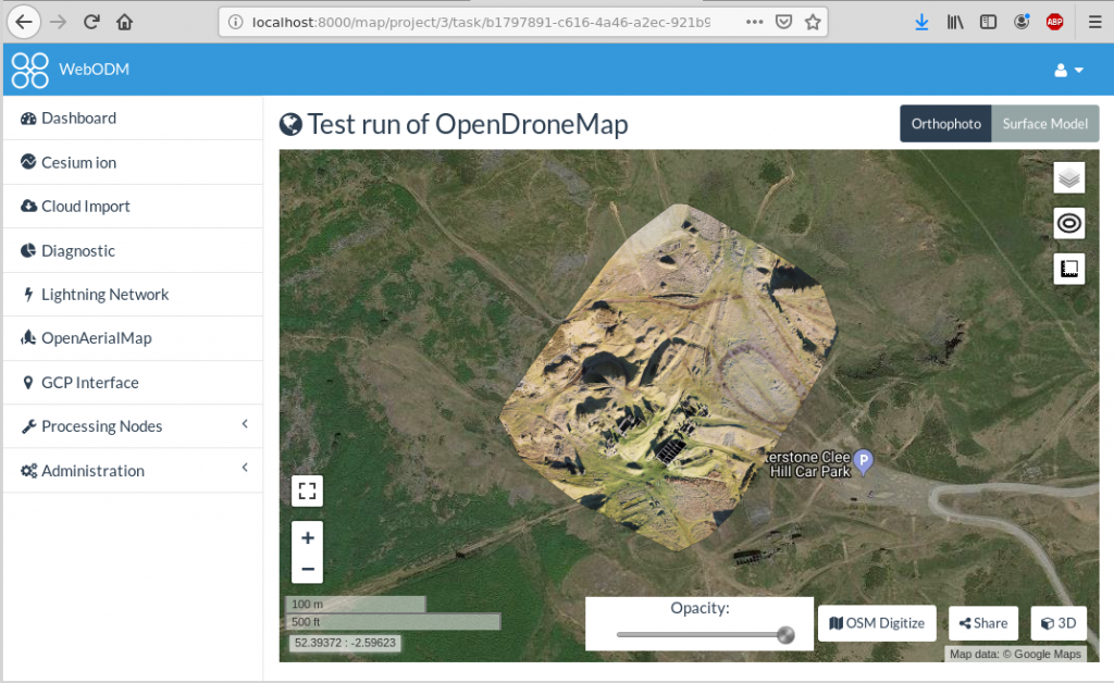 The orthophoto produced my ODM, land mapping drone, commercial drone photography building inspections UAV survey